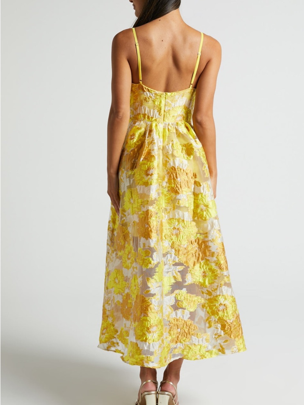 SHOWPO NWT BRAILEY MIDI DRESS Aline Corset Detail Dress In Yellow Size 2 - Picture 3 of 10